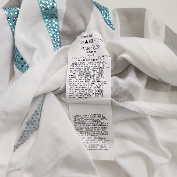 Emporio Armani made Italy 42 / S White Crystal palm leaf print women's t-shirt - Picture 10 of 14